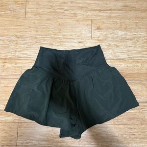Ofline olive Elegant High-Waisted Black Shorts